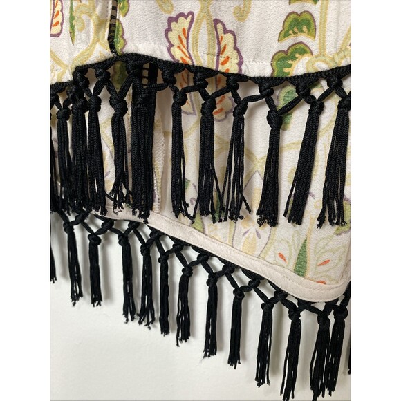Vanessa Virginia Anthropologie Top Augustina Size S Fringed Boho Floral Beige - Picture 13 of 14